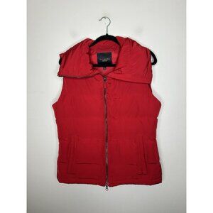 Talbots Red Puffer Sleeveless Zip Up Vest Down Feathers Pockets Size Small